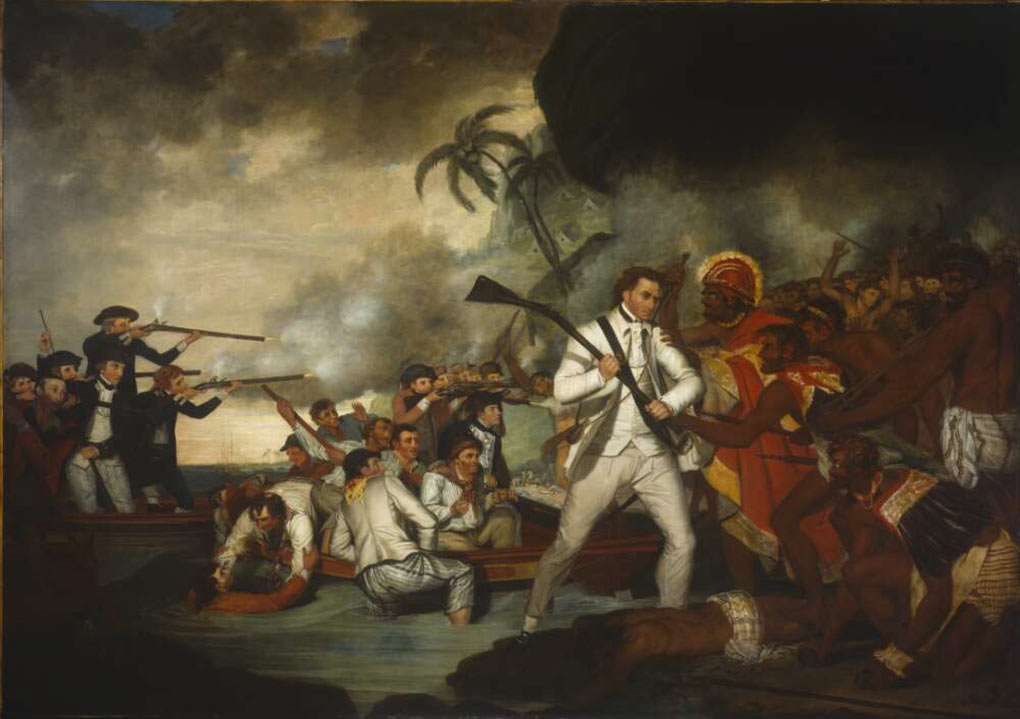 Death of Captain Cookby George Carter, 1781. Oil on canvas, National Library of Australia collection