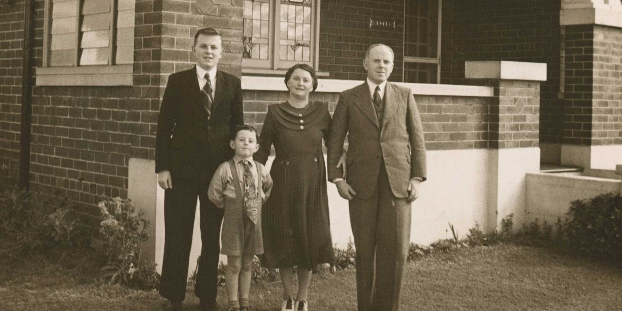 The Wilson family outside their home in Concord, New South Wales, 1948. Reproduced courtesy Victor Wilson Jnr