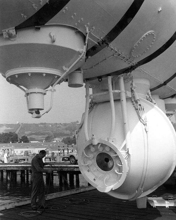 The pressure sphere of the TRIESTE and its plexiglass window