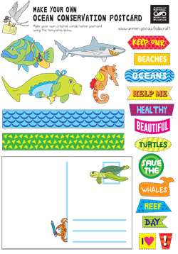 Paper craft ocean conservation postcard