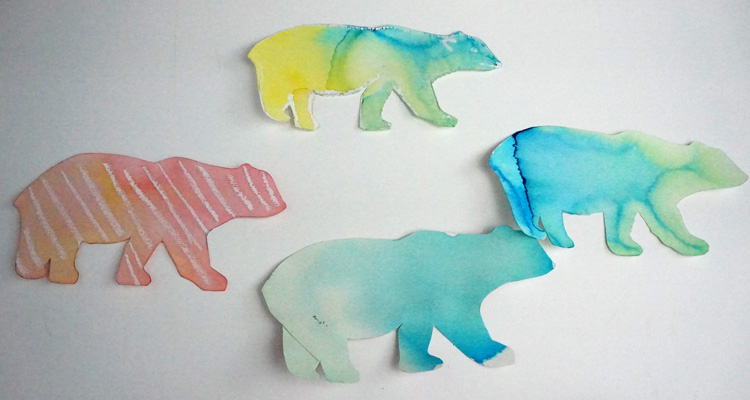 How to make ice cube polar bear paintings