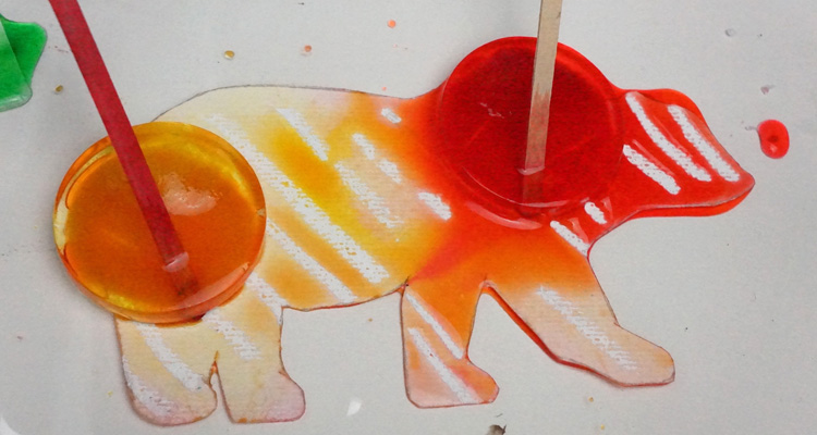 How to make ice cube polar bear paintings