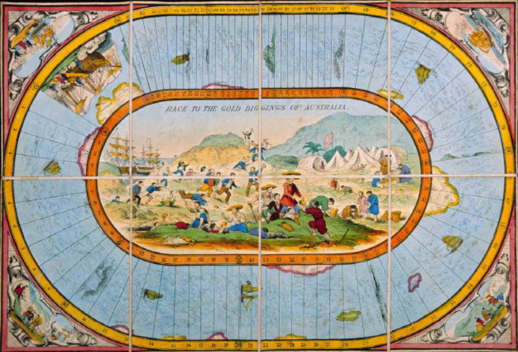 Race to the gold diggings of Australia board game, ca 1855. National Maritime Collection, 00006083