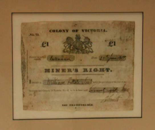 Miner's Right, for the colony of Victoria, No 75, ANMM Collection