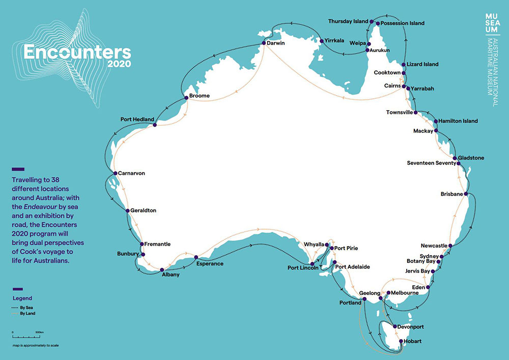 Encounters 2020 Endeavour voyage map