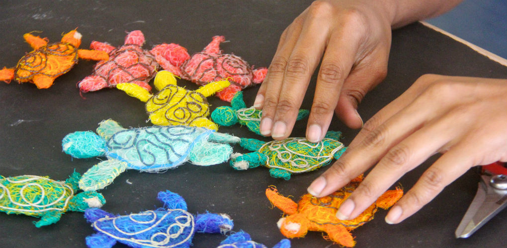 Making turtle sculptures. Photo: Erub Arts, Darnley Island, Torres Strait