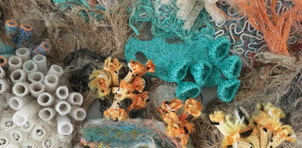 Ghost net sculptures of coral. Photo: Erub Arts, Darnley Island, Torres Strait